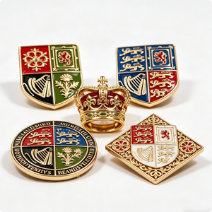 Écusson personnalisé en métal émaillé rigide avec armoiries royales britanniques, imprimé UV, pour ensemble de badges héraldiques britanniques pour la Fête des Pères - Product Image 2