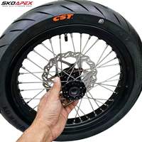 Set Roda Supermoto Sur-Ron Ultra Bee 17" CNC Billet Hub Aksen Merah untuk UltraBee Street Motard Racing Refit Conversion Kit