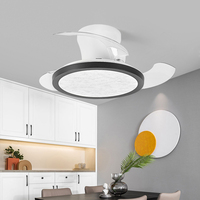 Ventilateurs de plafond LED modernes à télécommande, avec pales carrées rétractables invisibles et décoratives, alimentés par énergie, les meilleurs pour la conversion et l'éclairage.