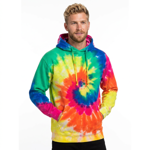 Sudadera con Capucha Tie Dye para Hombre, Corte Regular, Informal, Tejido French Terry, Sudadera de Verano con Bolsillo - Product Image 1