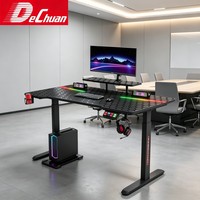 Bureau d'ordinateur ergonomique haut de gamme réglable en hauteur avec support d'écran texturé hexagonal et concentrateur RGB