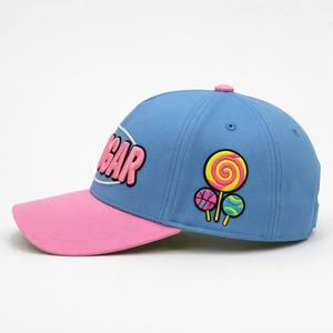 Cappellino a 5 Pannelli Personalizzato con Ricamo Candy, Bicolore Blu Cielo e Rosa, OEM Y2K Kawaii Sugar Pop Streetwear - Product Image 4