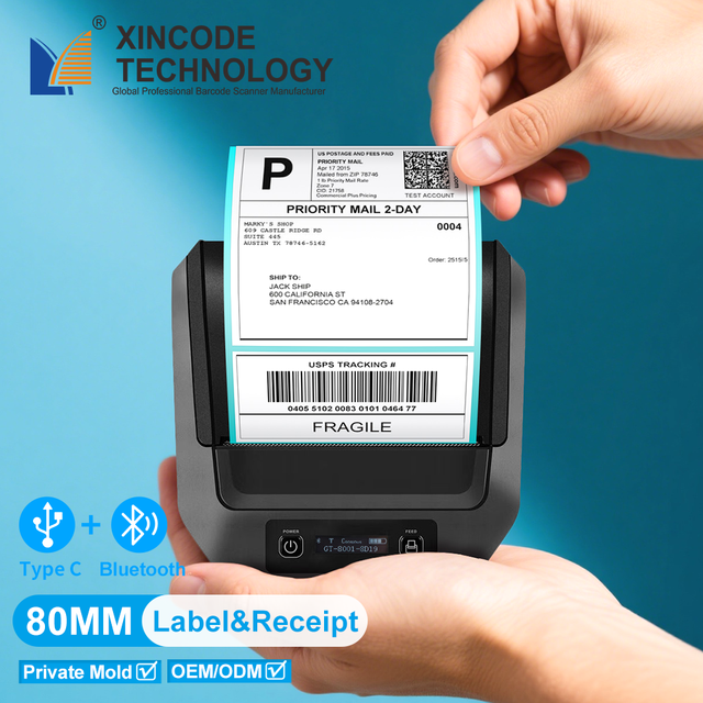 Xincode 80mm Sticker Label Receipt Portable Thermal Printer Wifi Mini Wireless Thermal Shipping Barcode Printer