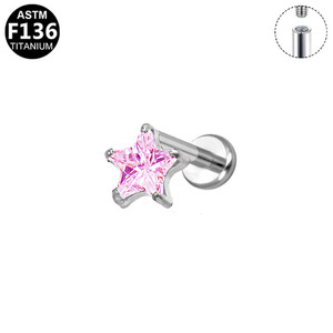 <b>Titanium</b> Star Crystal Ear <b>Studs</b> F136 ASTM For Piercing Jewelry - Product Image 5