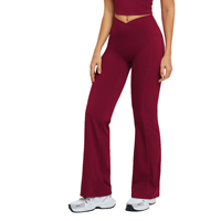 Pantalon évasé taille haute pour femme, coupe ample, micro-évasé, avec ceinture croisée, idéal pour le sport et les loisirs en extérieur, anti-transpiration