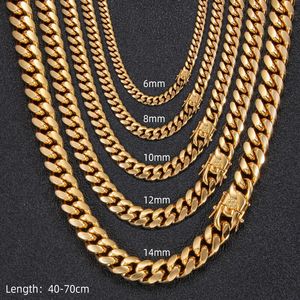 18k 골드 도금 힙합 두꺼운 스테인레스 스틸 6mm-18mm 목걸이/팔찌 망 무거운 마이애미 쿠바 링크 체인 초커 - Product Image 6