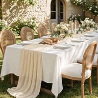 Lot de 6 chemins de table en gaze de coton ivoire de 3,05 m (10 pieds), 35x120 pouces, réutilisables, lavables et durables pour mariages, fêtes et événements