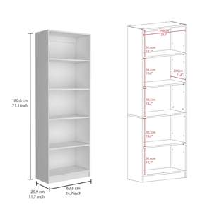 DB Home Bibliothèque blanche à 4 étagères avec rangement à plusieurs niveaux pour bureau chambre salon atelier ou école - Product Image 2