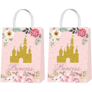 Bolsas de Papel de Alta Calidad para Fiestas de Princesas, Bolsas de Regalo con Diseño de Castillo de Princesas, Bolsas de Regalos para Fiestas de Niñas - Product Image 1