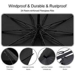 Factory Wholesale 24 Strong Ribs <b>Windproof</b> Fiberglass Golf <b>Umbrella</b> Automatic Sun Protection Straight Handle Golf <b>Umbrella</b> With - Product Image 3