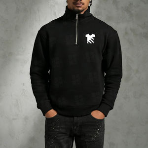 OEM Manufacturer Wholesale Custom <b>1</b>/<b>4</b> <b>Zip</b> Sweatshirt Heavyweight Cotton <b>Fleece</b> Embroidered <b>Men</b> Performance Quarter <b>Zip</b> Pullover - Product Image 3