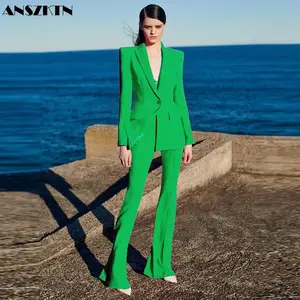 ANSZKTN Women's Professional Plus Size XXXL Suits Jacket Blazers Suits Pants Two Piece Suit For Women