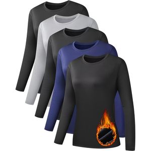 FOXA Women's Long Sleeve Thermal Shirts Fleece Lined Moisture Wicking Crew Neck Baselayer Tops for <b>Ski</b> Snow Wear - Product Image 1