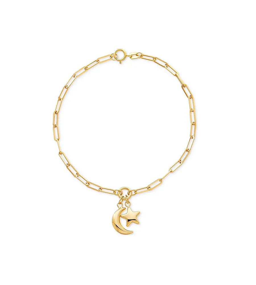 2022 nuovo Design luna e stella braccialetto con ciondolo catena a maglie bracciale in argento Sterling 925 in bracciali moda placcatura in oro giallo 18 carati