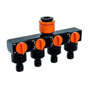 Guoma Ruixiang Répartiteur d'eau 1 à 4 voies avec robinet de commande, connecteur fileté pour l'irrigation de jardin, pour robinet et tuyau - Product Image 1