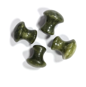 Masajeador de jade con forma de hongo Xiuyan de color verde oscuro natural - Product Image 1