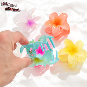Nantong Flower Hair <b>Clips</b> Gradient Color Plastic Resin Casual Updo Accessories - Product Image 3