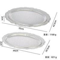 Plateau vintage argenté de style européen, sous-verres à café et à thé, assiettes de style palais, plats décoratifs, assiettes à dessert, fabriqué en Chine