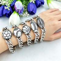 Bracelet vintage en acier inoxydable pour homme, motif symbole du yoga, crâne, ballon de sport, étanche, inaltérable, chaîne épaisse, bijoux de mode
