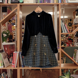 Abito <span class=keywords><strong>a</strong></span> <span class=keywords><strong>Tunica</strong></span> Autunnale Vintage per Donna <span class=keywords><strong>Taglie</strong></span> <span class=keywords><strong>Forti</strong></span> Lunghezza al Ginocchio Stile Casual Aderente Impero Patchwork Pizzo Colletto alla Coreana Traspirante Invernale - Product Image 6