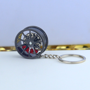 Xoay vành xe kim loại bánh xe xoay quyến rũ Keychain đua chỉ đạo bánh xe Caliper phanh đĩa bánh xe màu đen rim Keychain - Product Image 4