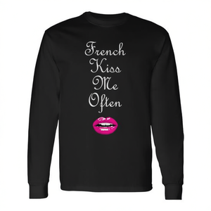 T-shirt à manches longues French Kiss Me pour femme, vêtements décontractés - Product Image 2