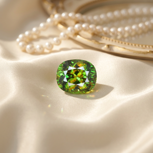 Sphène naturelle verte chromée de 1,38 CT, taille ovale excellente, clarté impeccable et effet de feu, provenant de Skardu, Pakistan - Product Image 1