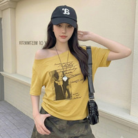 STYLE MU54Z Kaus Lengan Pendek Kerah Halter Gaya Korea Musim Panas Wanita Atasan Putih Pelangsing Longgar Sangat Lembut