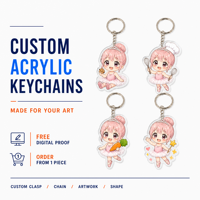 Porte-clés en plastique, vente en gros, petits porte-clés en acrylique, style anime, accessoires de sac pour les conventions et cadeaux pour fans
