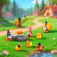 Mini Figura de Resina de Acción de Gracias: Gnomo Pavo, Pato, Pollo Asado para Micro Paisajes, Jardín de Hadas Otoñal, Decoración DIY