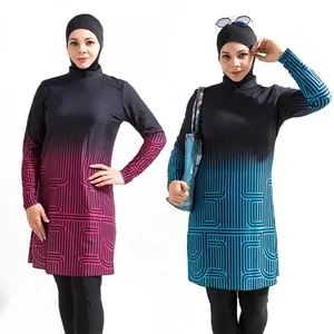 MOTIVE FORCE Design original Impression dégradée Noir-rose Maillots de bain musulmans pour femmes Maillot de bain intégral <span class=keywords><strong>Burkini</strong></span> - Product Image 1