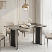 Ensemble de table à manger en marbre carré minimaliste nordique moderne, design luxueux en bois, meubles de maison pour salle à manger