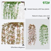 Guirlande artificielle de 100 cm à petites feuilles avec branche de 40 cm, fausse verdure tombante et racines pour décoration murale