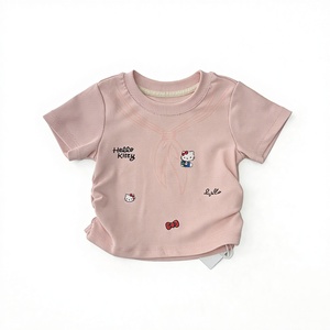 <span class=keywords><strong>T</strong></span>-<span class=keywords><strong>shirt</strong></span> pour filles en coton à manches courtes avec imprimé de dessin animé, hauts décontractés d'é<span class=keywords><strong>t</strong></span>é pour enfants, vente en gros de vêtements pour enfants - Product Image 1