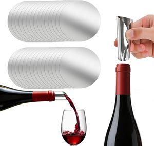 50 <span class=keywords><strong>Discos</strong></span> Vertedores Desechables Plateados de 3 Pulgadas para Botellas de Licor, Diseño Antigoteo de Un Solo Uso que Evita la Combinación de Sabores - Product Image 1