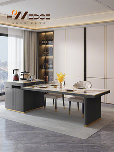 Bàn đảo bếp mở rộng sang trọng, hiện đại, làm bằng gỗ, nội thất gia đình, kèm đèn treo, đồ nội thất đảo bếp - Product Image 2