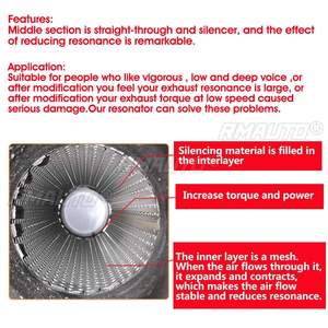 1/2 Piezas Silenciador Universal de Escape para Coche de 63mm, Tubo de Salida de 2.5 Pulgadas, Resonador de Acero Inoxidable - Product Image 3