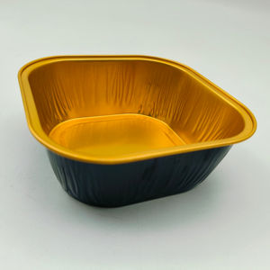 100x100x35mm Or <span class=keywords><strong>Noir</strong></span> Feuille D'aluminium Plateaux À Crème Glacée Friteuse À Air De Qualité Alimentaire Gâteau Boulangerie Doublures Feuille D'étain avec Couvercle En Dôme En Plastique - Product Image 1