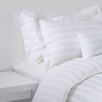 Ensemble de draps de lit en satin de coton blanc à rayures pour hôtel de luxe, taille Queen 300T, 3cm