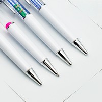 Stylo publicitaire personnalisé en PVC avec object flottant, stylo à bille rotatif DIY avec impression couleur du LOGO