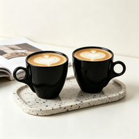 Tasse à café en verre noir de 180 ml, design moderne, directement de l'usine, vide