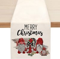 Nouveau tapis de table et chemin de table en lin tissé à imprimé américain créatif pour Noël, décoration de vacances avec motif bonhomme de neige