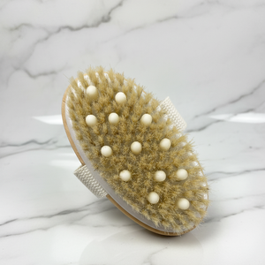 Prix compétitif, qualité supérieure, outil de gommage corporel, vente en gros, bois naturel et poils en nylon, brosse de bain sèche, logo personnalisé, emballage en vrac - Product Image 2