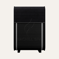 Hachillspa Komplett Schwarze Traditionelle ThermoWood-Sauna Massivholz-Kabine mit Vollglas-Tür und 2-stufigen Bänken für den Außenbereich