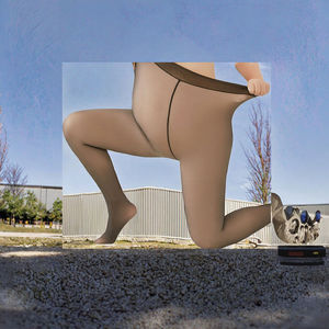 Custom Logo Women's High One <strong>Line</strong> Crotch Butt Lift Tights Breathable Translucent Stretch Sheer <strong>Fleece</strong> Winter <strong>Leggings</strong> - Product Image 3