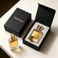 Boîte cadeau de parfum à fermeture magnétique personnalisée, carton rigide gris, emballage écologique pour flacon de parfum, logo estampé à chaud OEM
