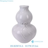 DS-RZBF34-A Lampe en céramique blanche sculptée en forme de gourde avec nœud papillon