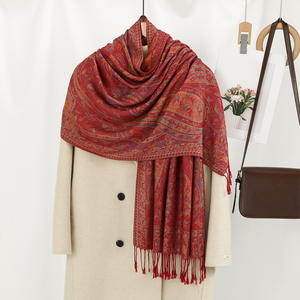 カシミアカシュープリントショールタッセル秋パシュミナヒジャブイスラム教徒冬のエスニックジャカードデザイン - Product Image 6