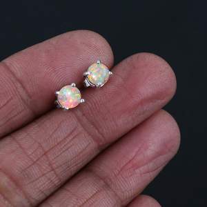 Pendientes de ópalo YASHEE redondos chapados en plata para uso diario de mujer - Product Image 5