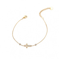 Pulsera de Cruz Chapada en Oro de Acero Inoxidable Resistente al Agua, Éxito de Ventas en Tiktok de Fanhua Jewelry